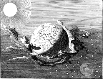 Drawing of Earth, Sun, and Moon